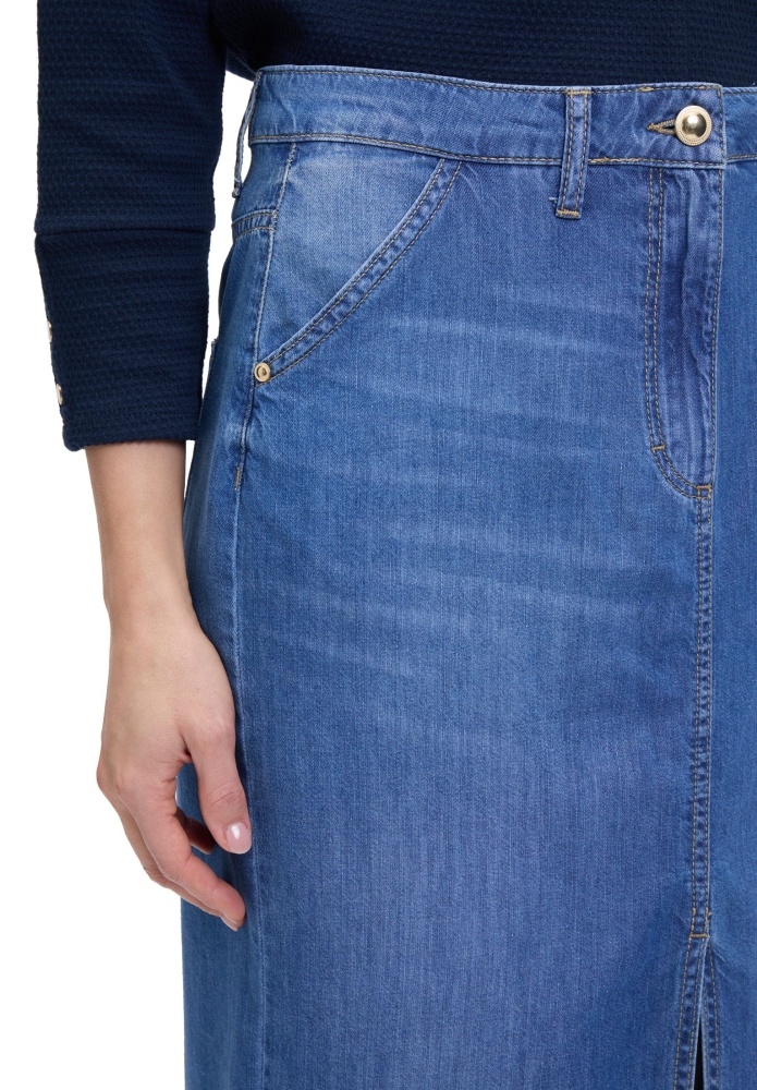 ЮБКА BETTY BARCLAY джинсовая миди с прямым силуэтом и разрезом спереди
